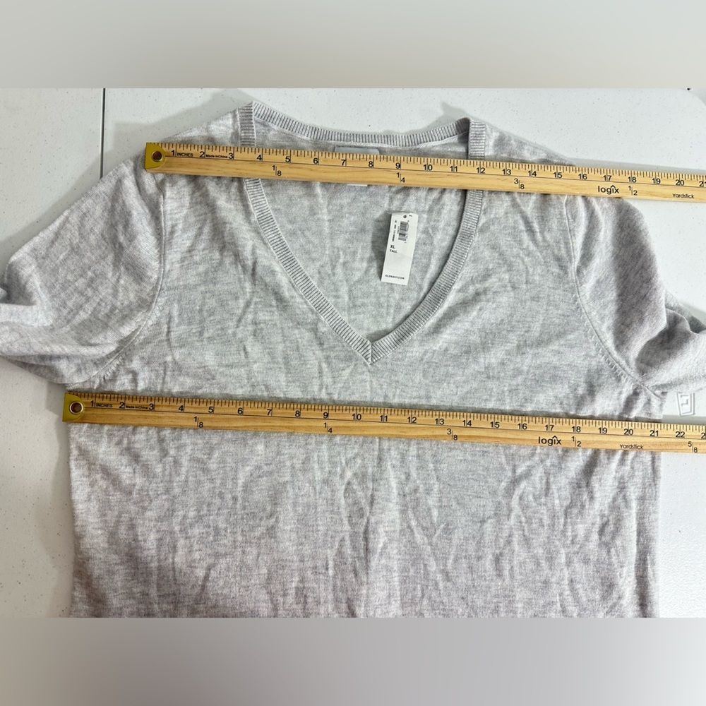 NWT Old Navy XL Tall V-Neck Sweater Womens Long Sleeve Knit Sweater Light Gray - Picture 5 of 7